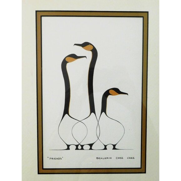 Friends Print By Benjamin Chee Chee Signed Framed Matted 12x15 Inches Vintage - Picture 2 of 8